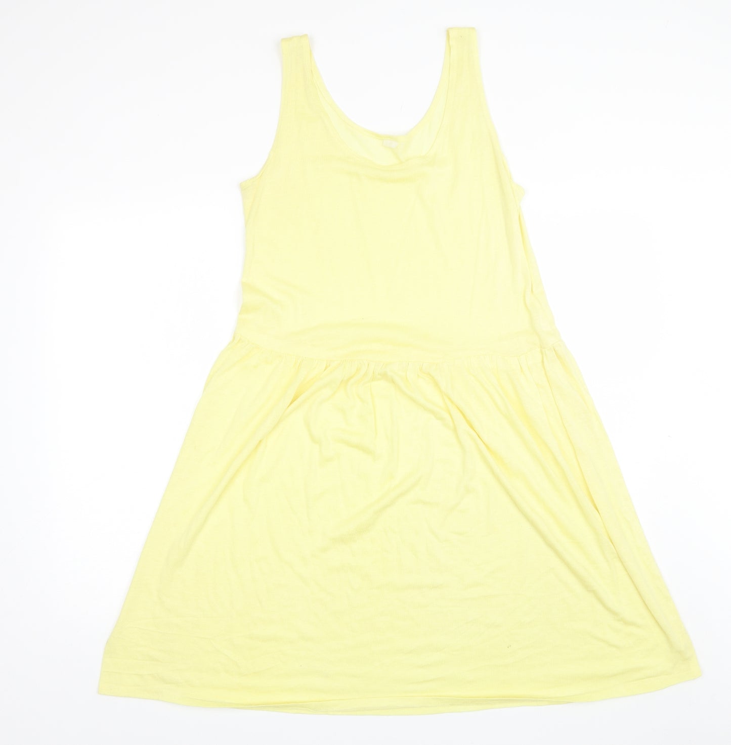 Preworn Womens Yellow  Cotton Blend Shift  Size 16  Round Neck