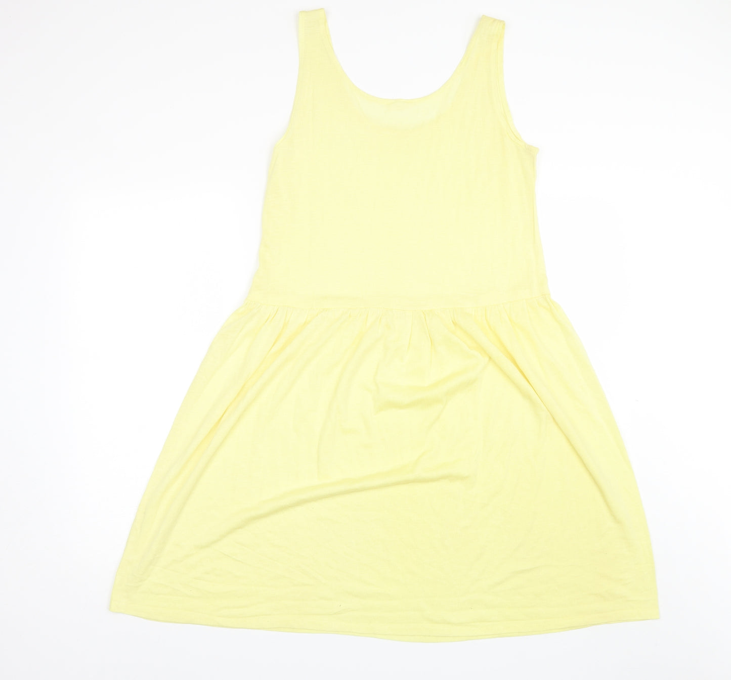 Preworn Womens Yellow  Cotton Blend Shift  Size 16  Round Neck