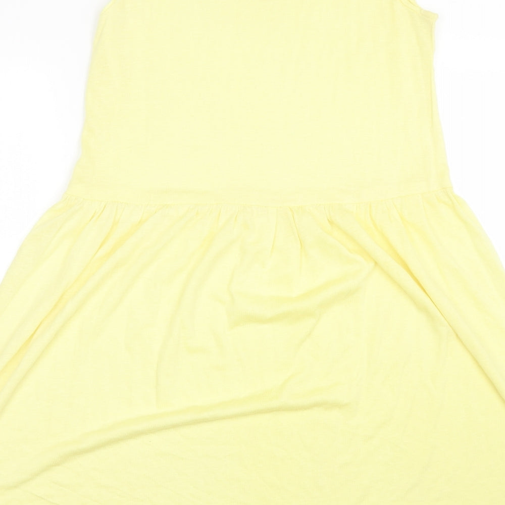 Preworn Womens Yellow  Cotton Blend Shift  Size 16  Round Neck