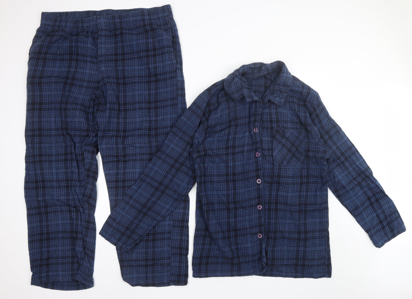 F&F Mens Blue Plaid Cotton  Pyjama Set Size L
