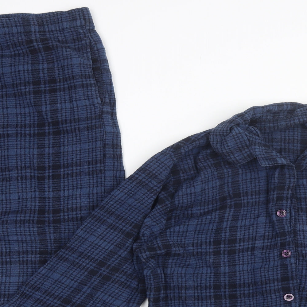 F&F Mens Blue Plaid Cotton  Pyjama Set Size L