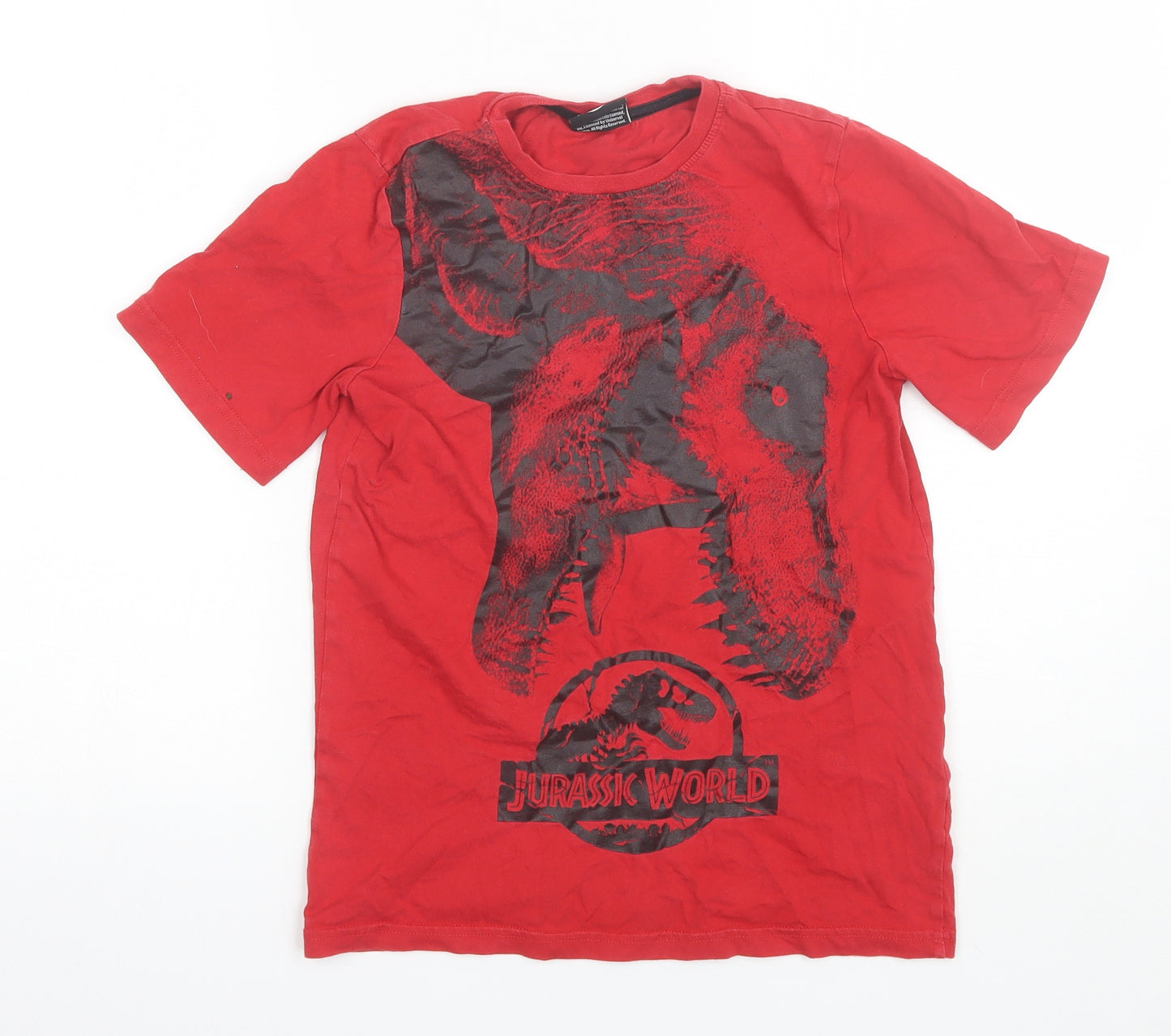 F&F Boys Red  Cotton Basic T-Shirt Size 10-11 Years Round Neck  - Jurassic World
