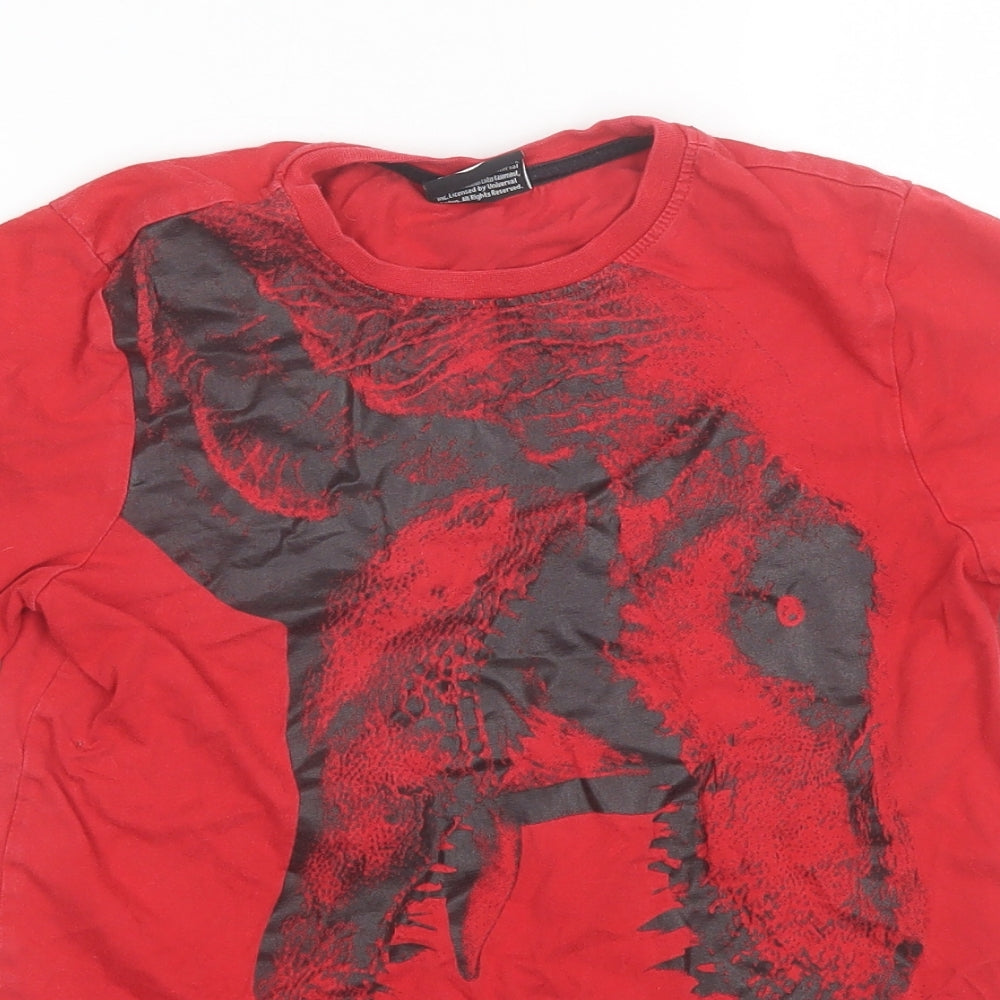 F&F Boys Red  Cotton Basic T-Shirt Size 10-11 Years Round Neck  - Jurassic World