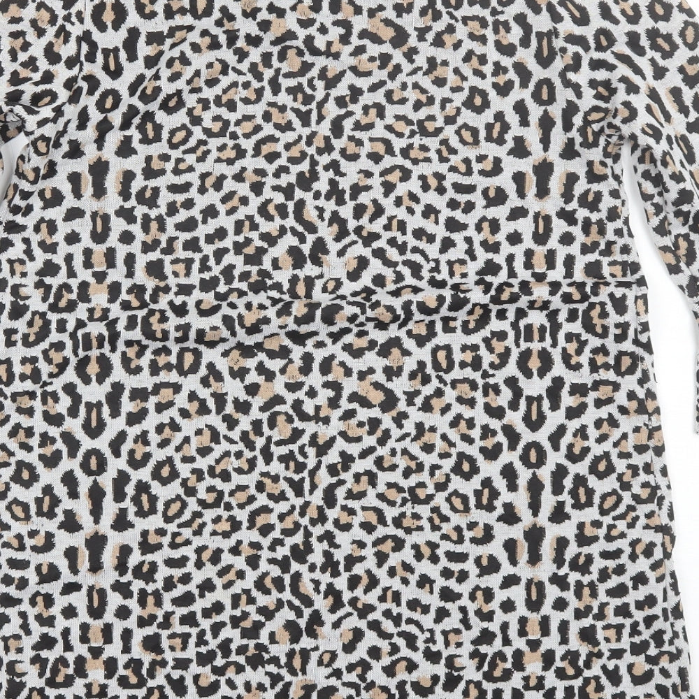 Primark Womens Grey Animal Print Polyester Shift  Size 10  Round Neck