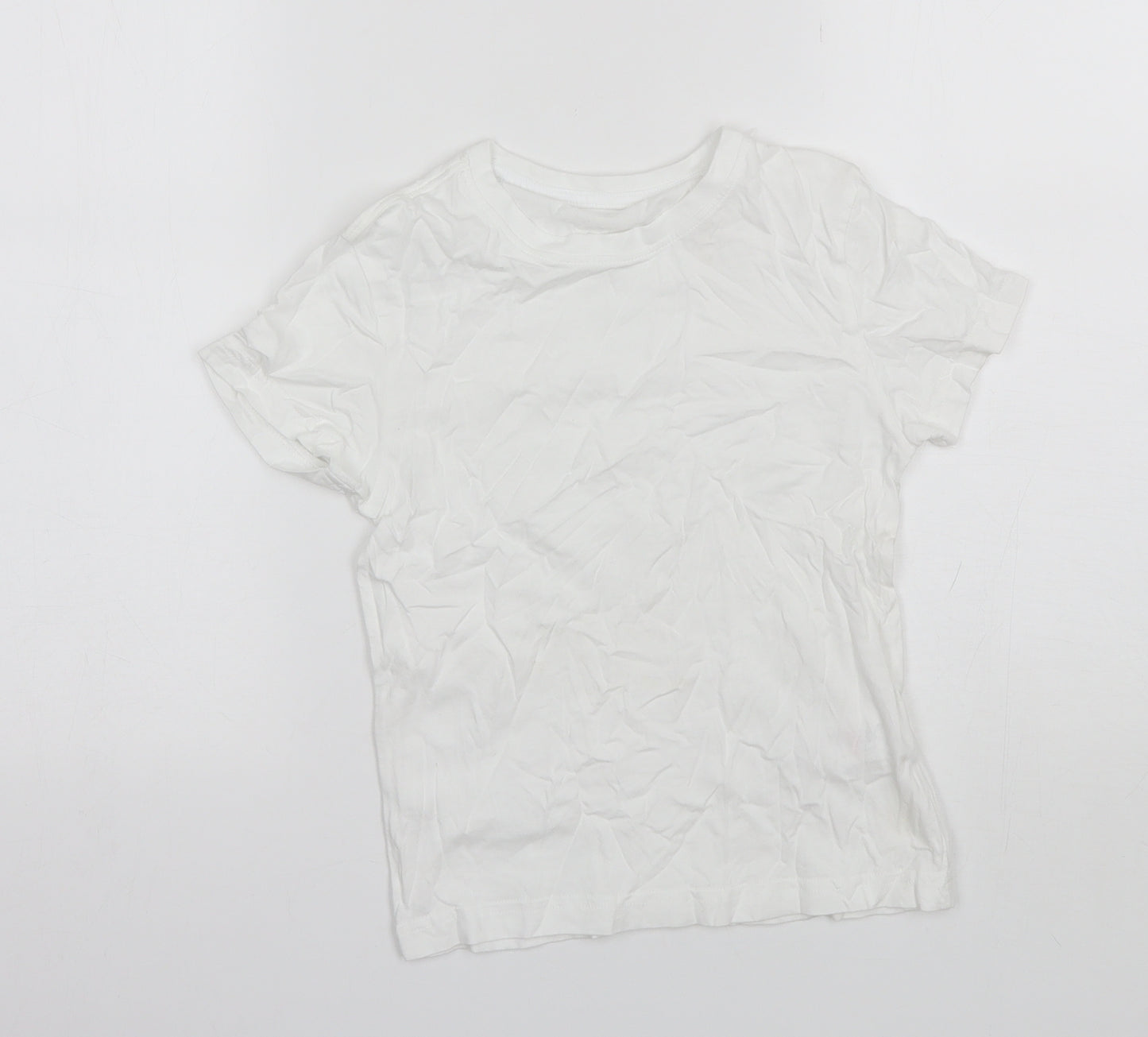 George Boys White  Cotton Basic T-Shirt Size 6-7 Years Round Neck
