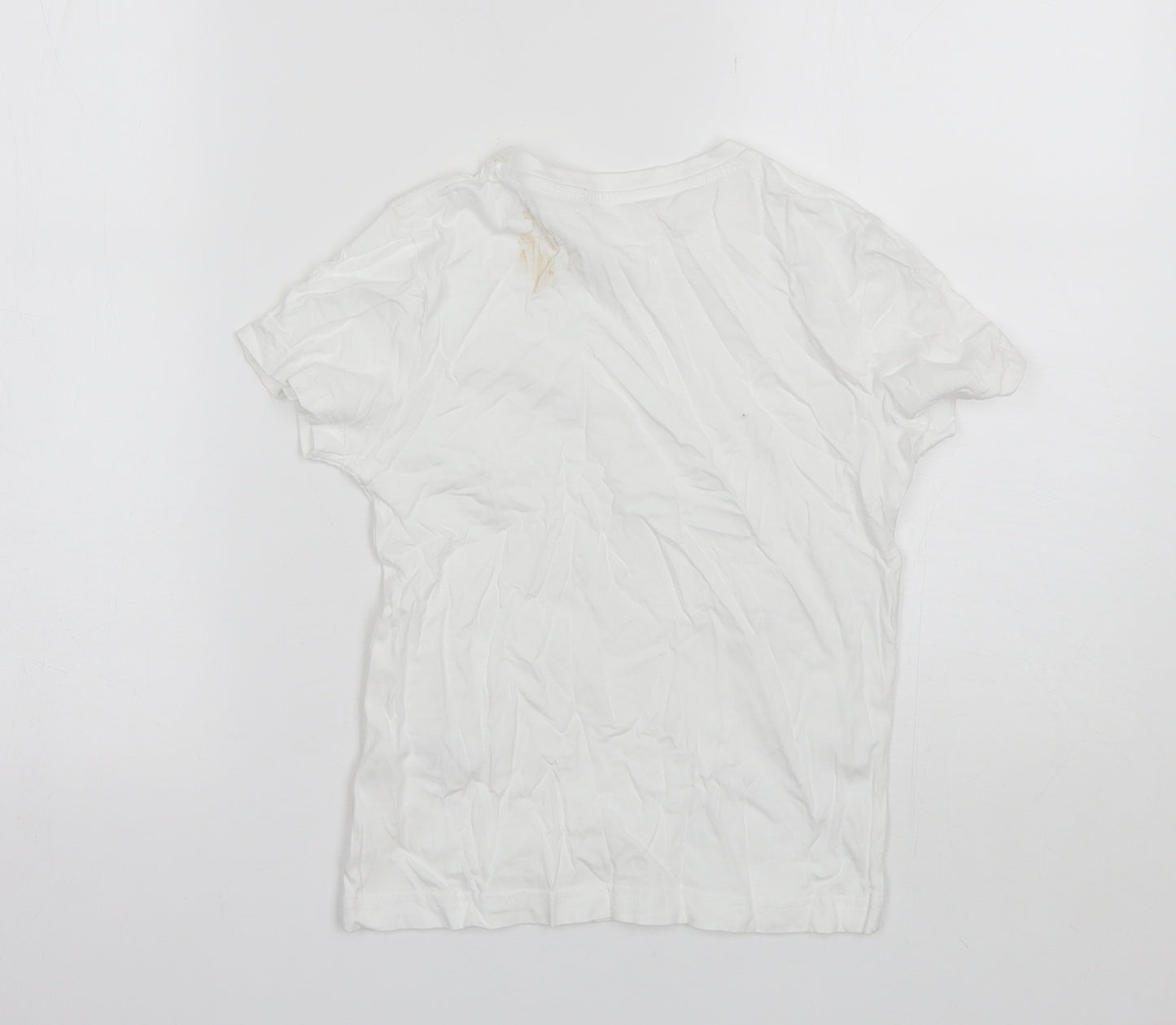 George Boys White  Cotton Basic T-Shirt Size 6-7 Years Round Neck