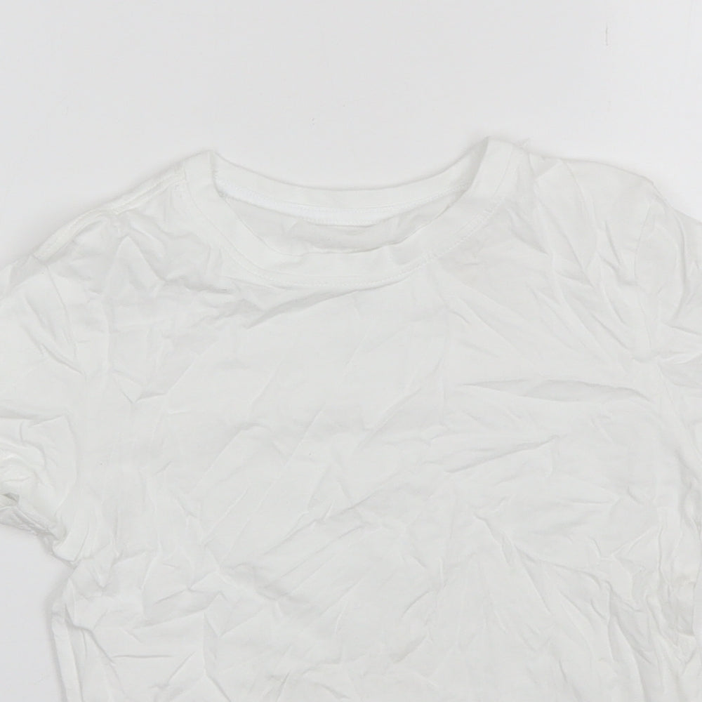 George Boys White  Cotton Basic T-Shirt Size 6-7 Years Round Neck