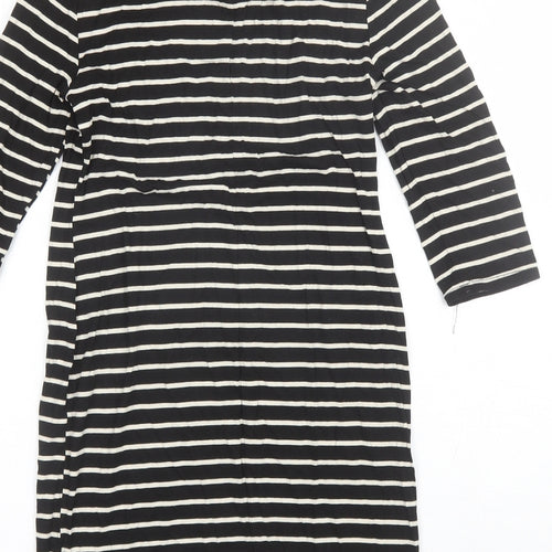 New Look Womens Black Striped Viscose Shift  Size 8  Collared