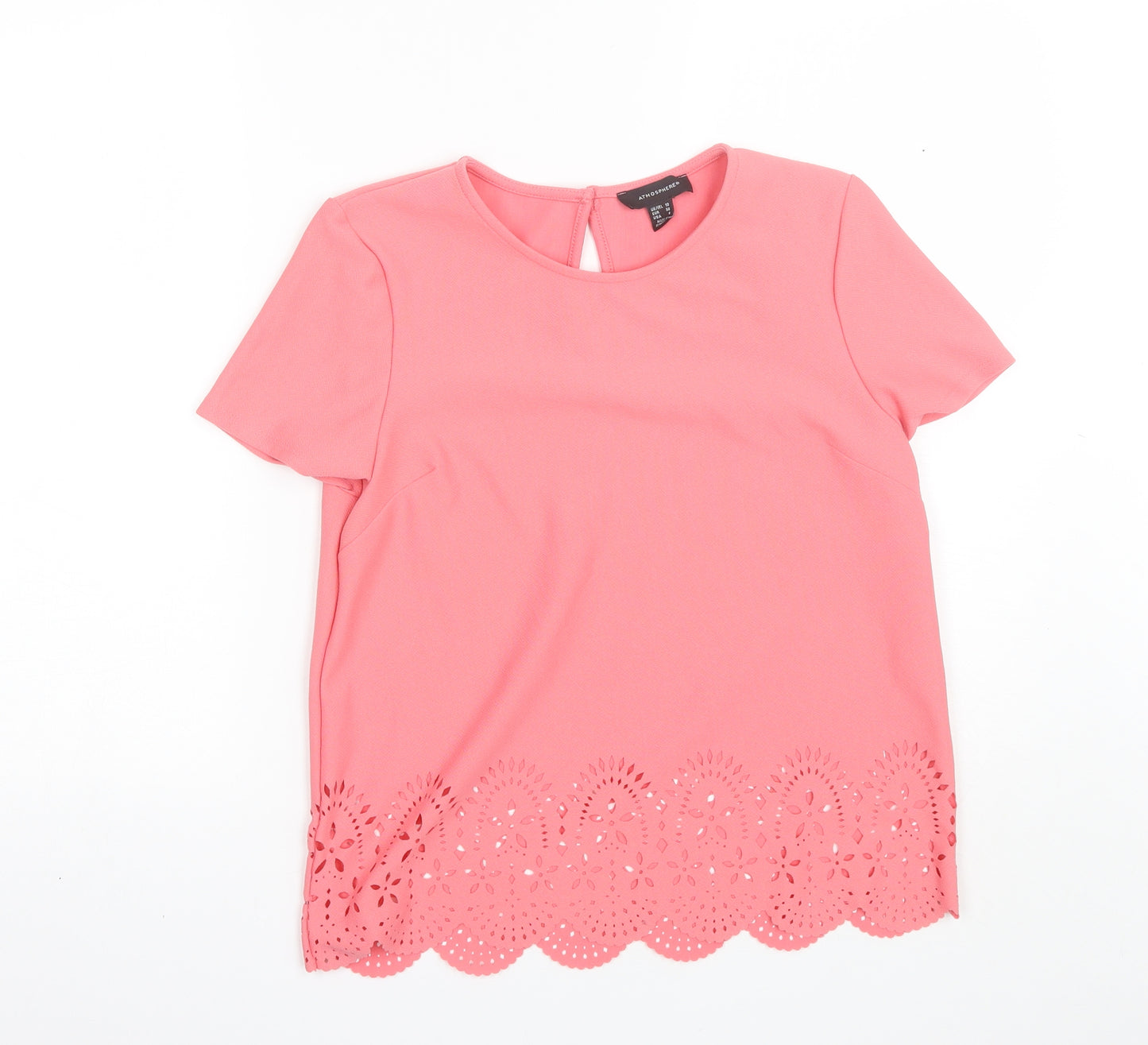 Atmosphere Womens Pink  Polyester Basic Blouse Size 10 Round Neck