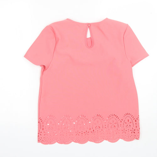 Atmosphere Womens Pink  Polyester Basic Blouse Size 10 Round Neck