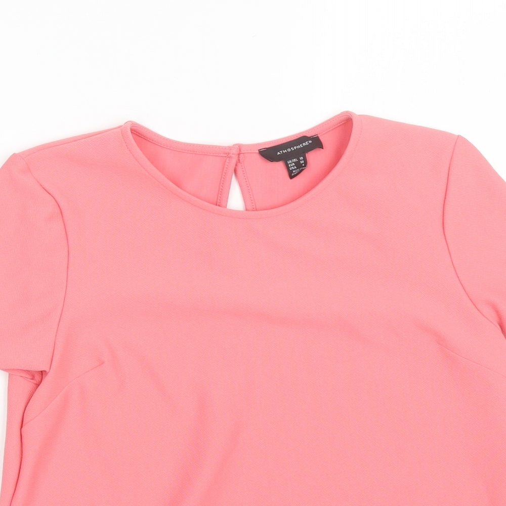 Atmosphere Womens Pink  Polyester Basic Blouse Size 10 Round Neck