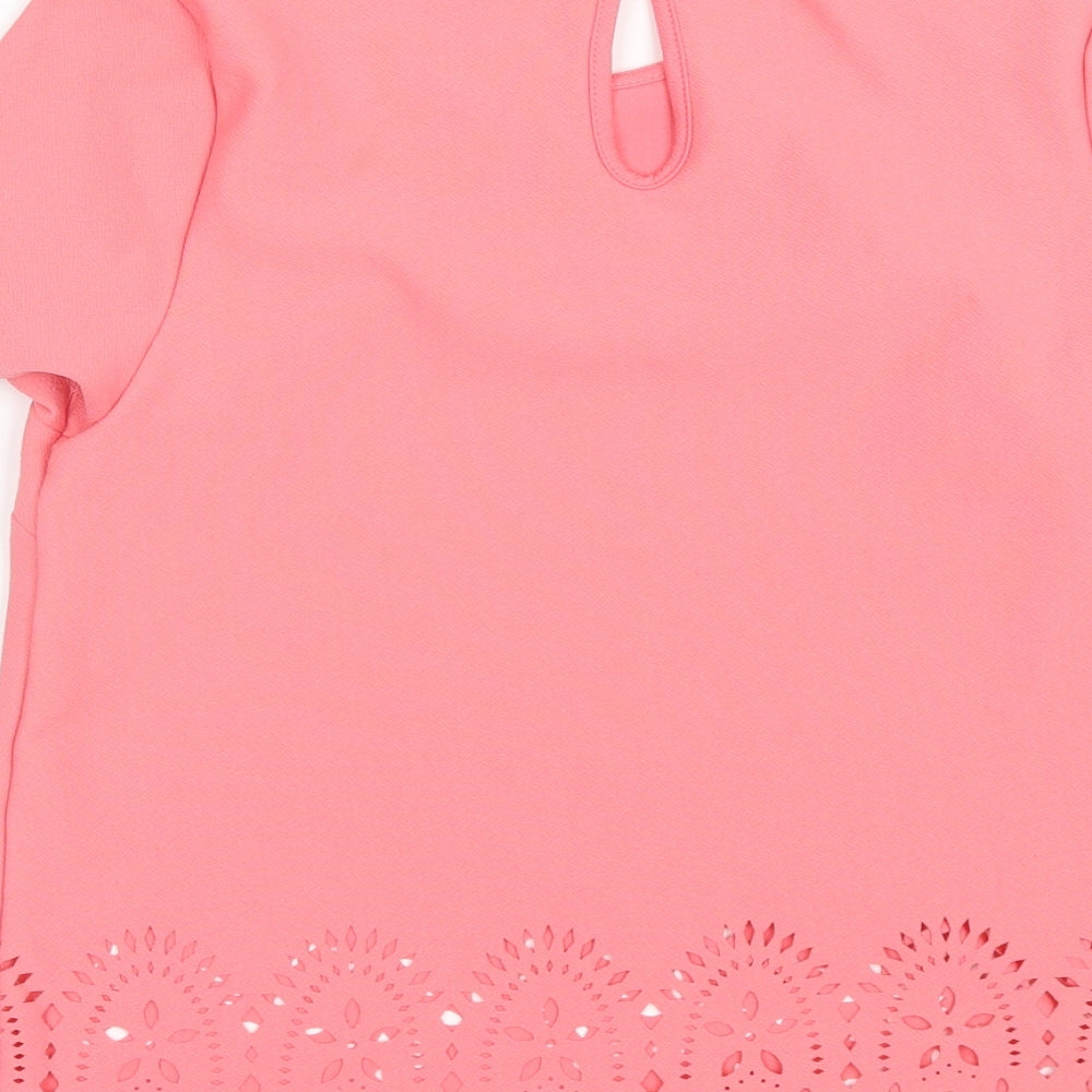 Atmosphere Womens Pink  Polyester Basic Blouse Size 10 Round Neck