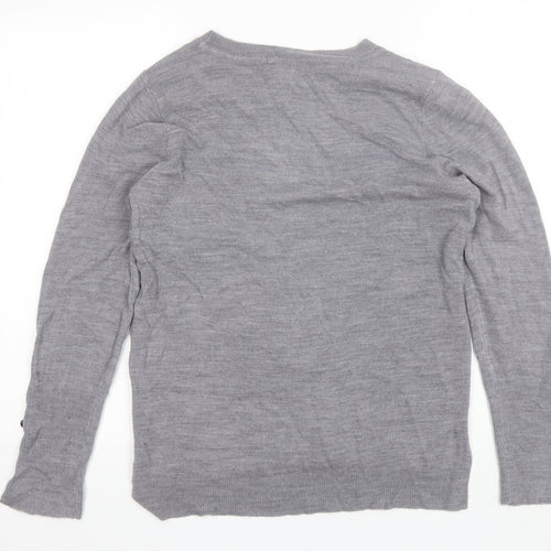 Primark Womens Grey Round Neck  Acrylic Pullover Jumper Size S