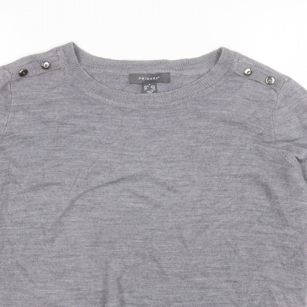 Primark Womens Grey Round Neck  Acrylic Pullover Jumper Size S