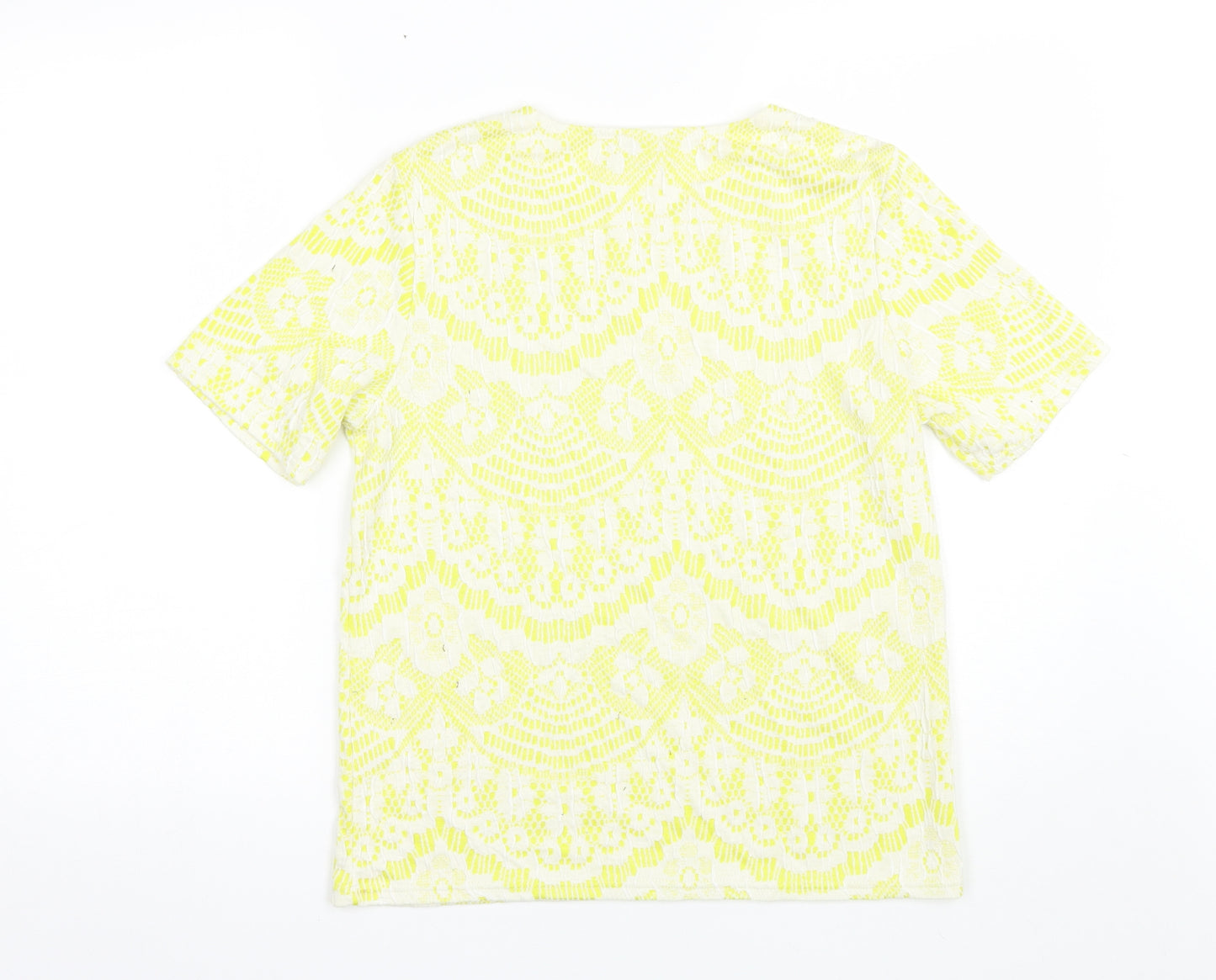 Papaya Womens Yellow  Polyester Basic T-Shirt Size 8 Round Neck
