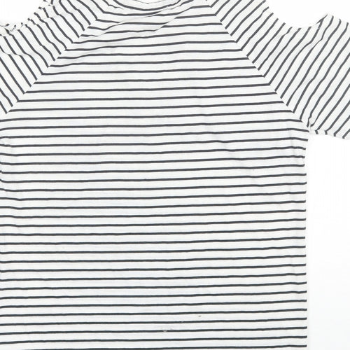 Atmosphere Womens White Striped Polyester Basic T-Shirt Size 6 V-Neck