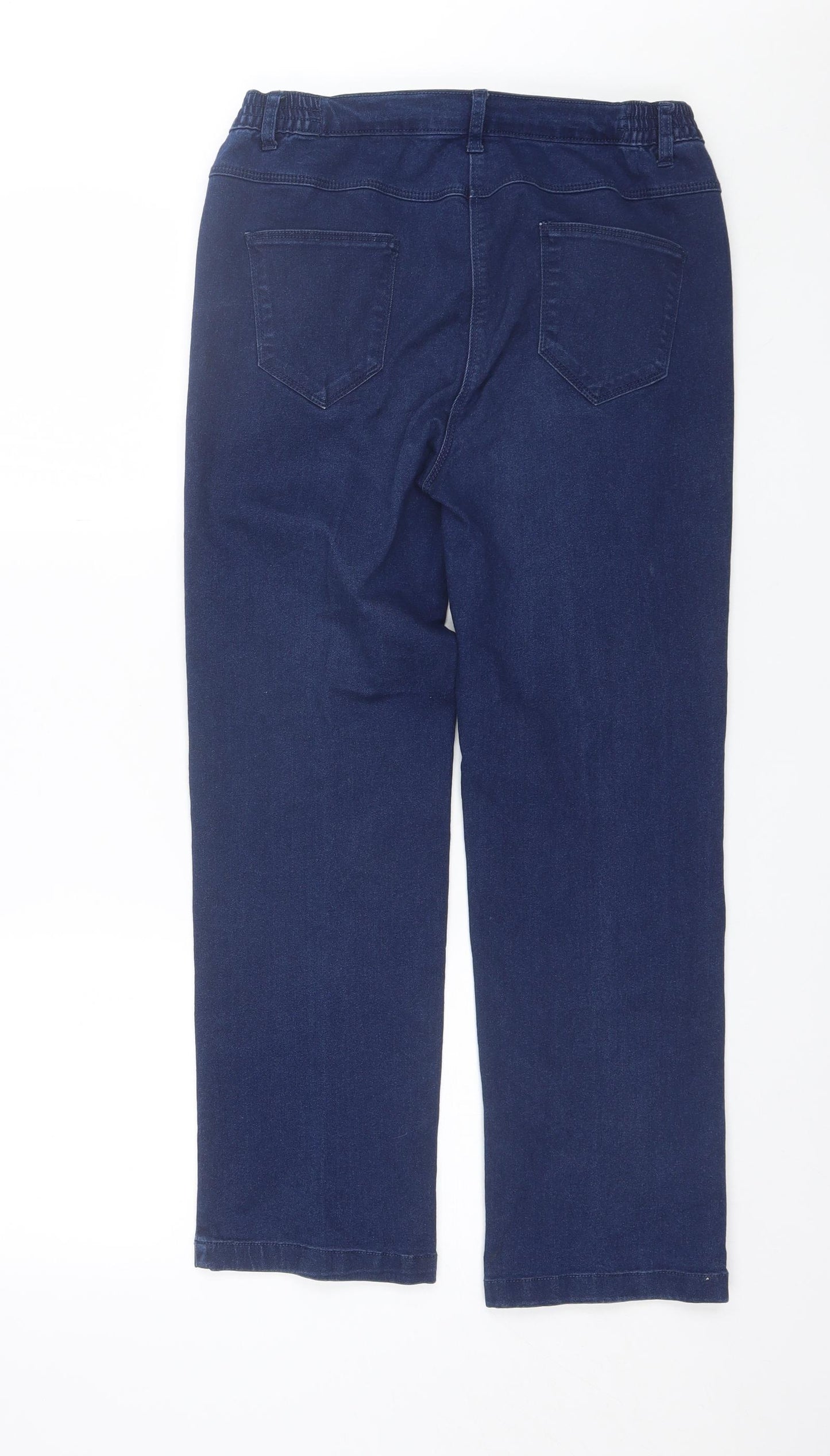 Preworn Womens Blue  Cotton Straight Jeans Size 12 L25 in Regular