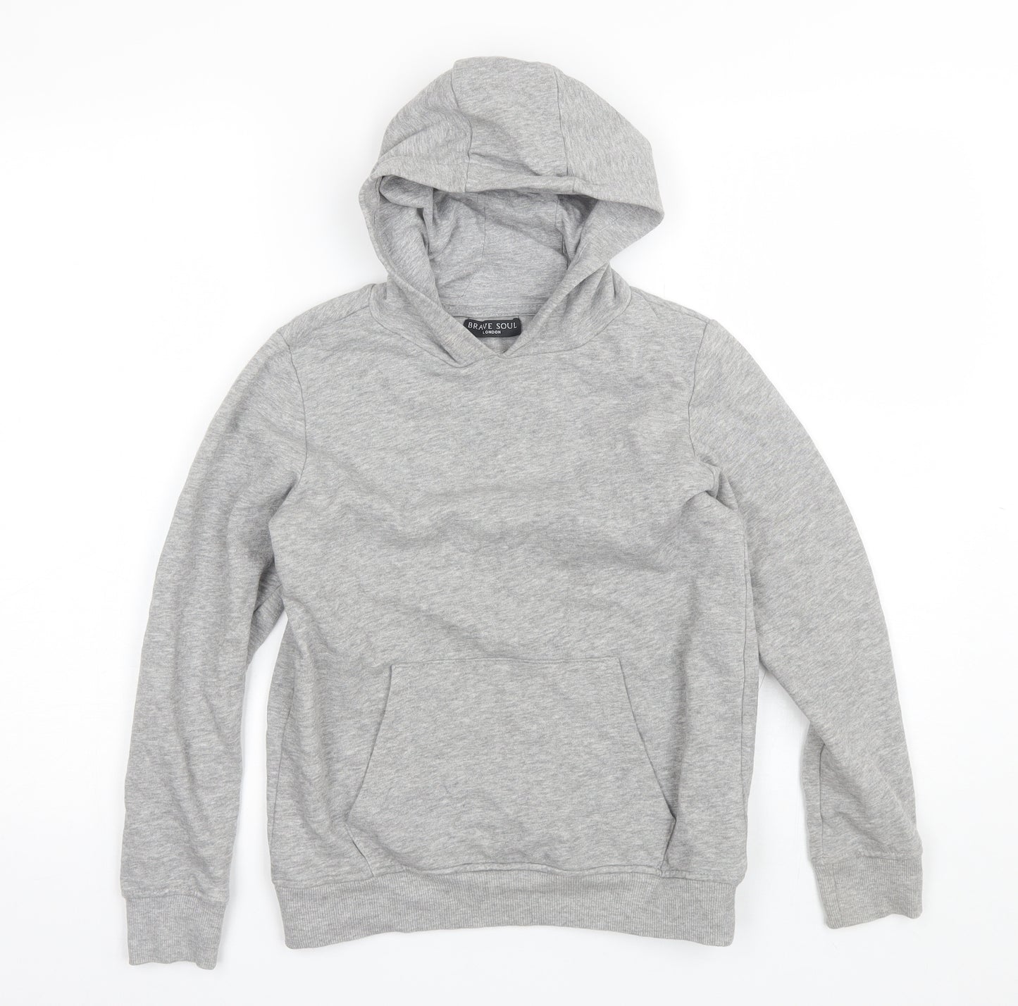Brave Soul Boys Grey  Cotton Pullover Hoodie Size 9-10 Years