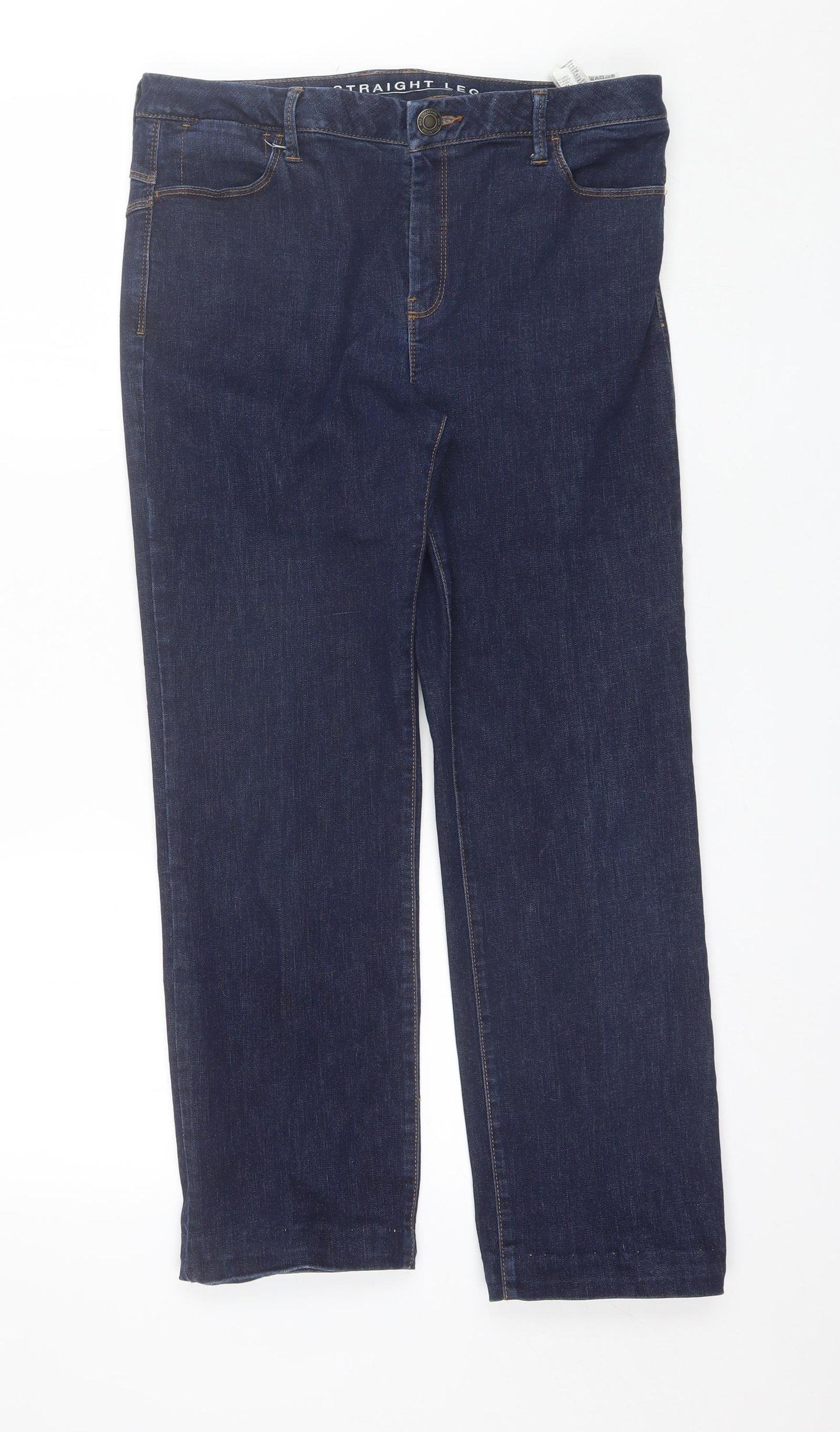 Marks and Spencer Womens Blue  Cotton Straight Jeans Size 14 L27 in Regular
