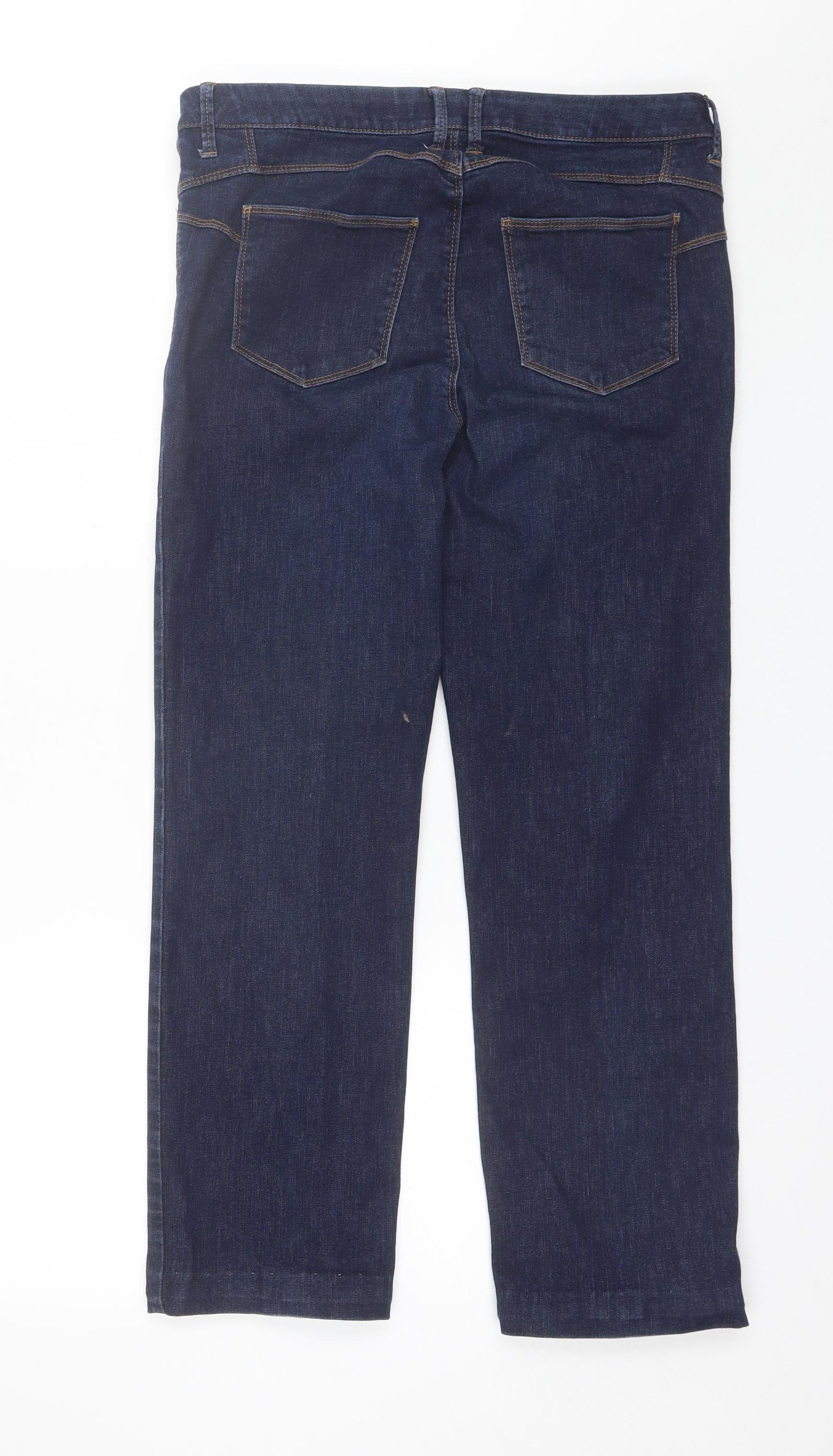 Marks and Spencer Womens Blue  Cotton Straight Jeans Size 14 L27 in Regular