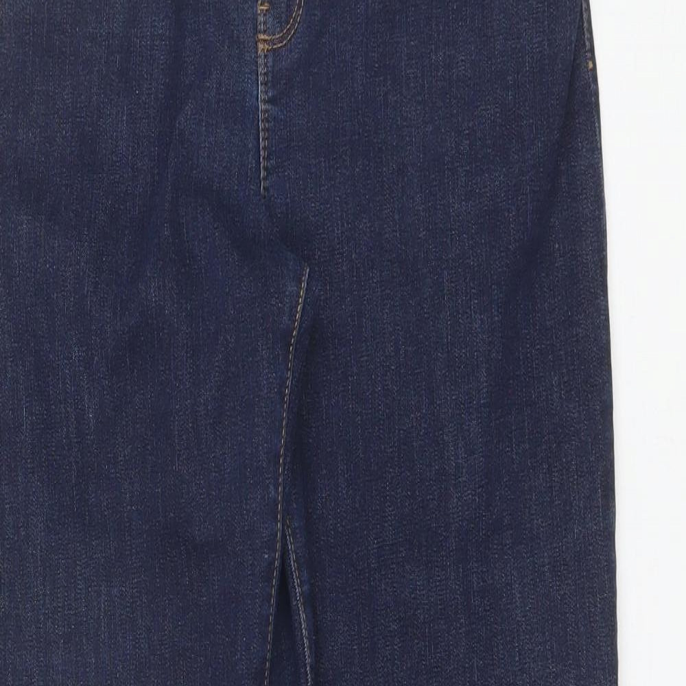 Marks and Spencer Womens Blue  Cotton Straight Jeans Size 14 L27 in Regular