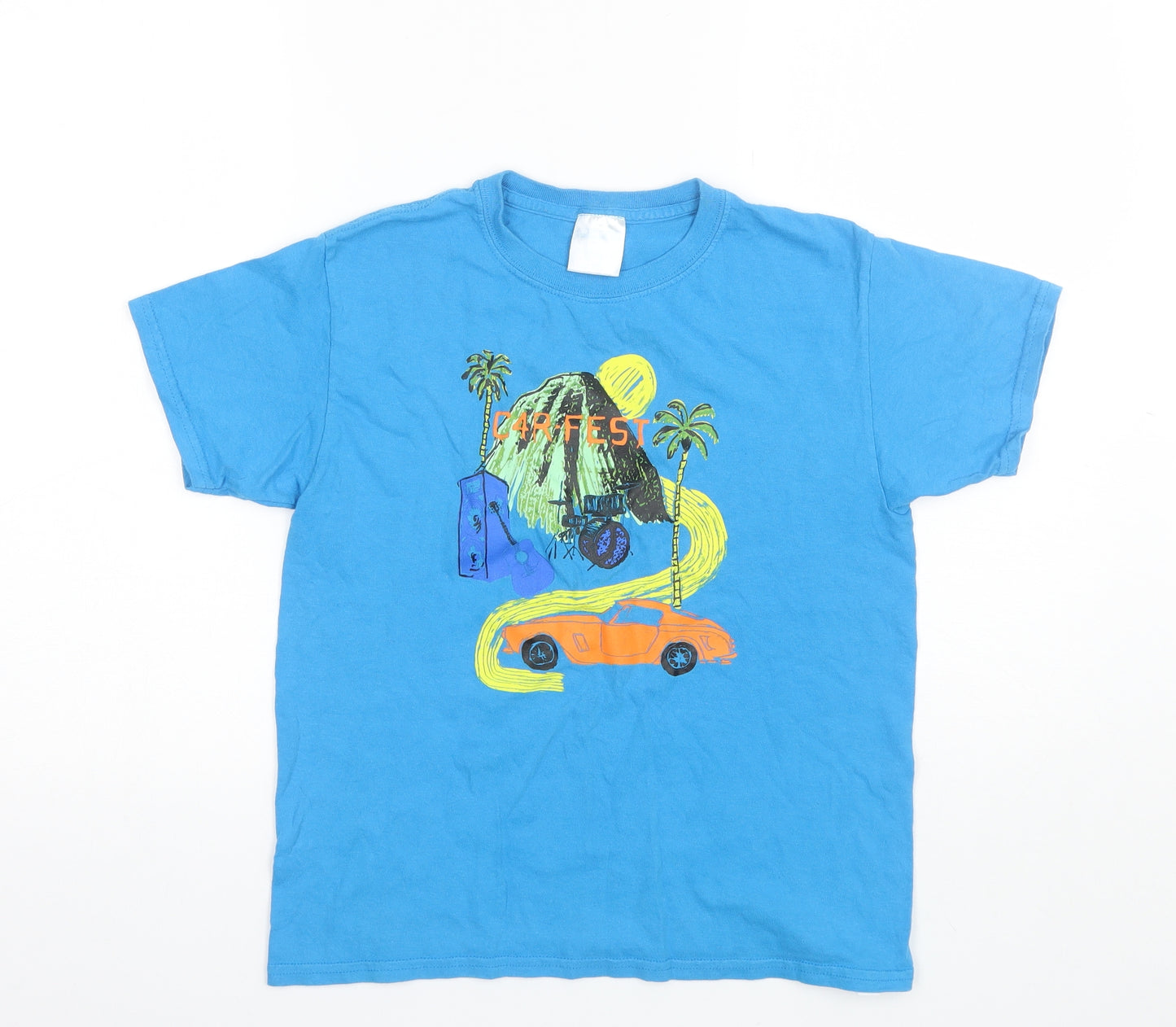 C4R FEST Boys Blue  Cotton Basic T-Shirt Size 7-8 Years Round Neck
