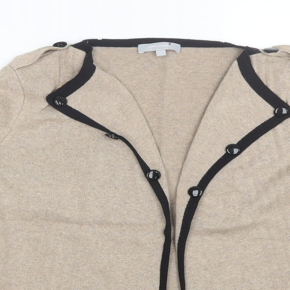 Per Una Womens Brown V-Neck  Cotton Cardigan Jumper Size 14