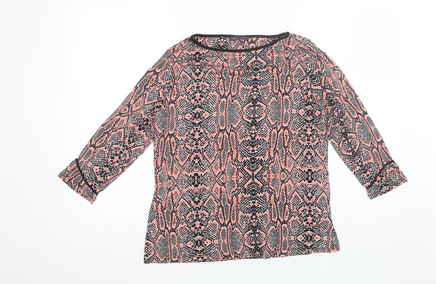 Marks and Spencer Womens Pink Animal Print Viscose Basic Blouse Size 14 Round Neck