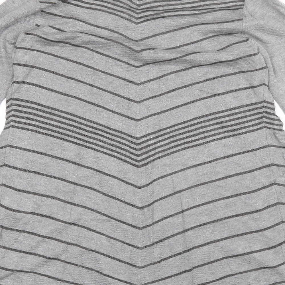 Per Una Womens Grey Collared Striped Viscose Cardigan Jumper Size 14