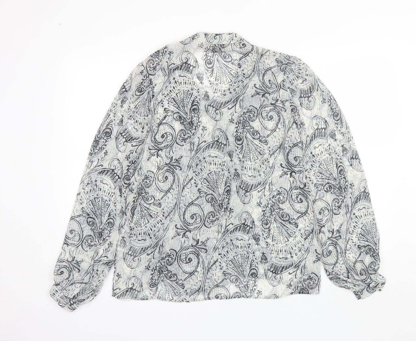Papaya Womens Grey Paisley Polyester Basic Blouse Size 12 V-Neck