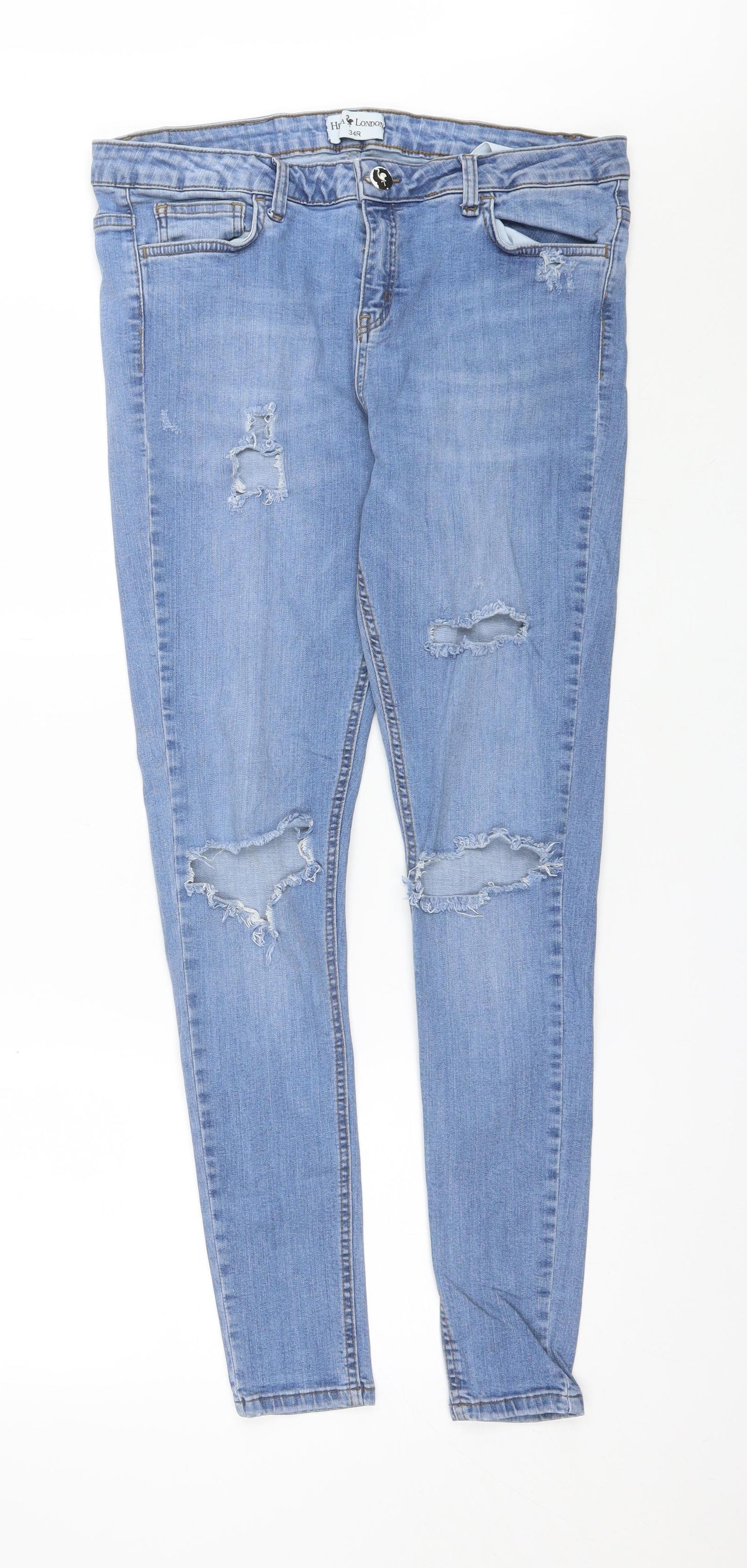 Hera Mens Blue  Cotton Skinny Jeans Size 34 L28 in Regular