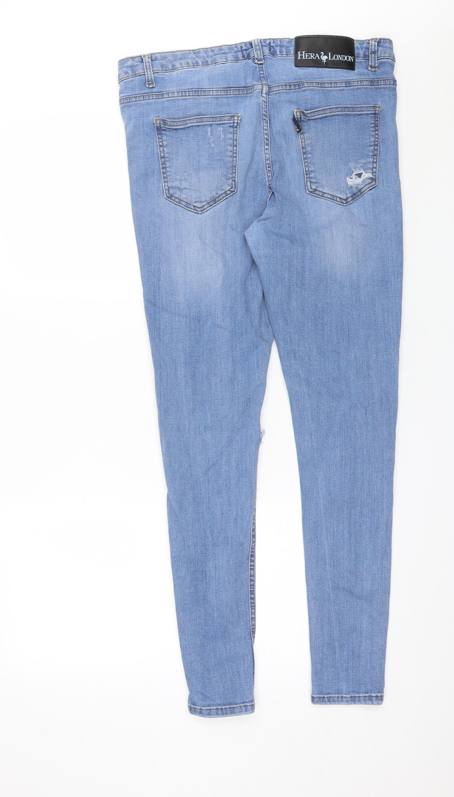Hera Mens Blue  Cotton Skinny Jeans Size 34 L28 in Regular