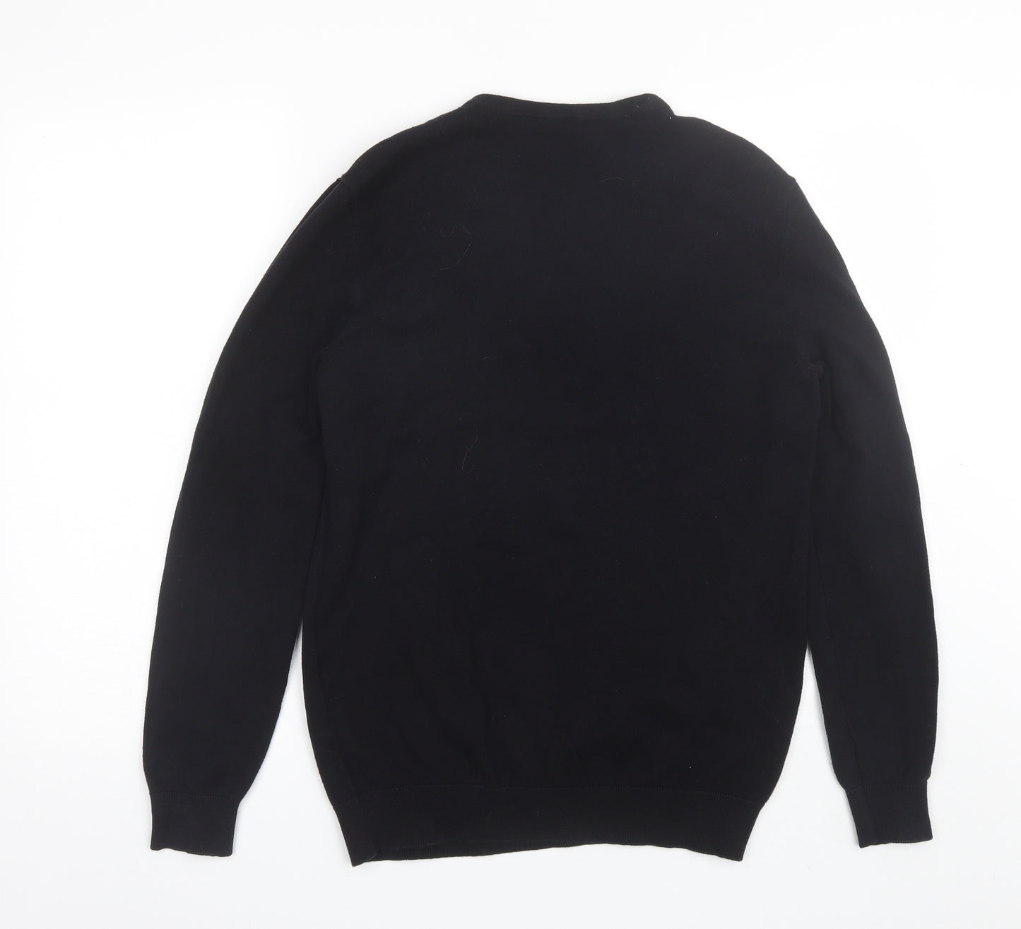 George Mens Black V-Neck  Cotton Pullover Jumper Size M