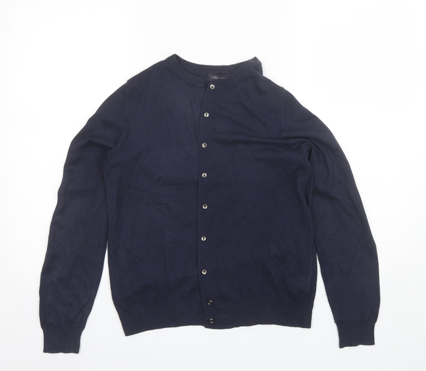 Marks and Spencer Womens Blue Round Neck  Viscose Cardigan Jumper Size 14