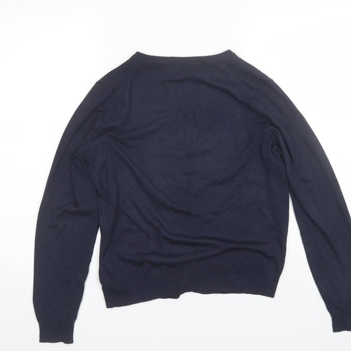 Marks and Spencer Womens Blue Round Neck  Viscose Cardigan Jumper Size 14