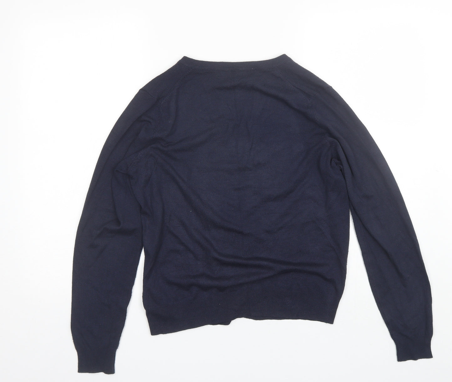 Marks and Spencer Womens Blue Round Neck  Viscose Cardigan Jumper Size 14