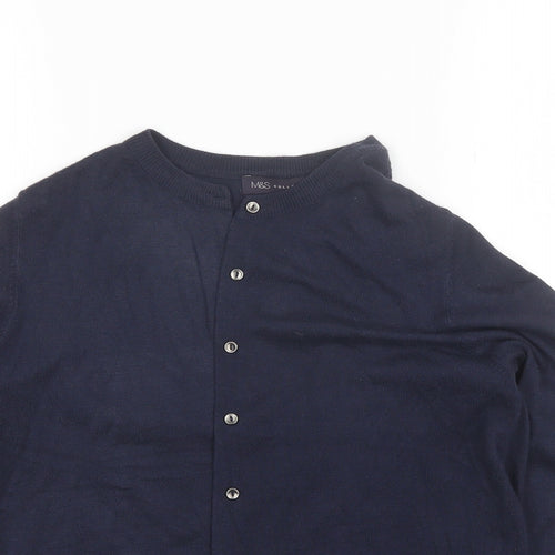 Marks and Spencer Womens Blue Round Neck  Viscose Cardigan Jumper Size 14