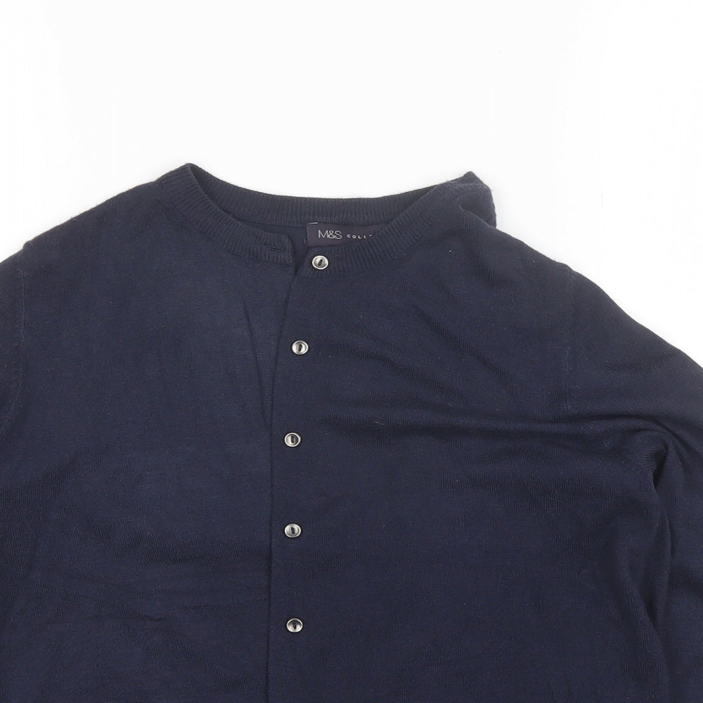 Marks and Spencer Womens Blue Round Neck  Viscose Cardigan Jumper Size 14