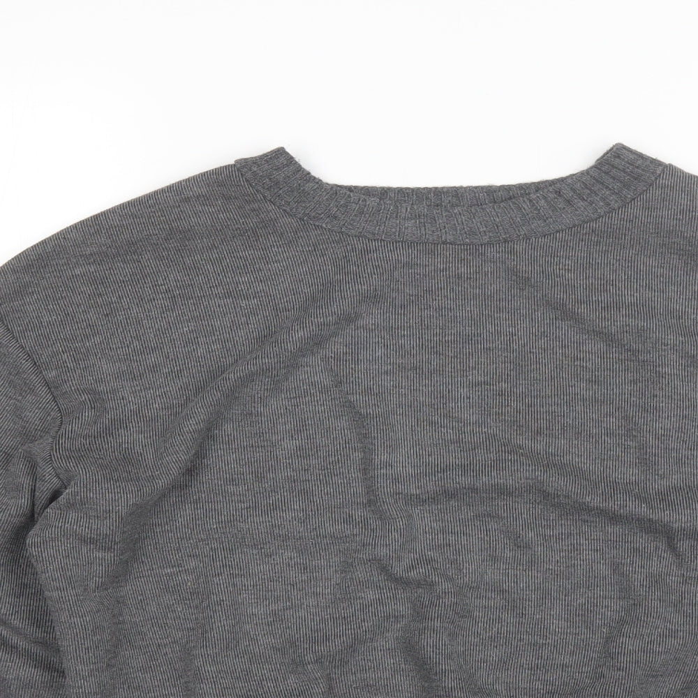Zara Womens Grey Round Neck  Polyester Pullover Jumper Size M