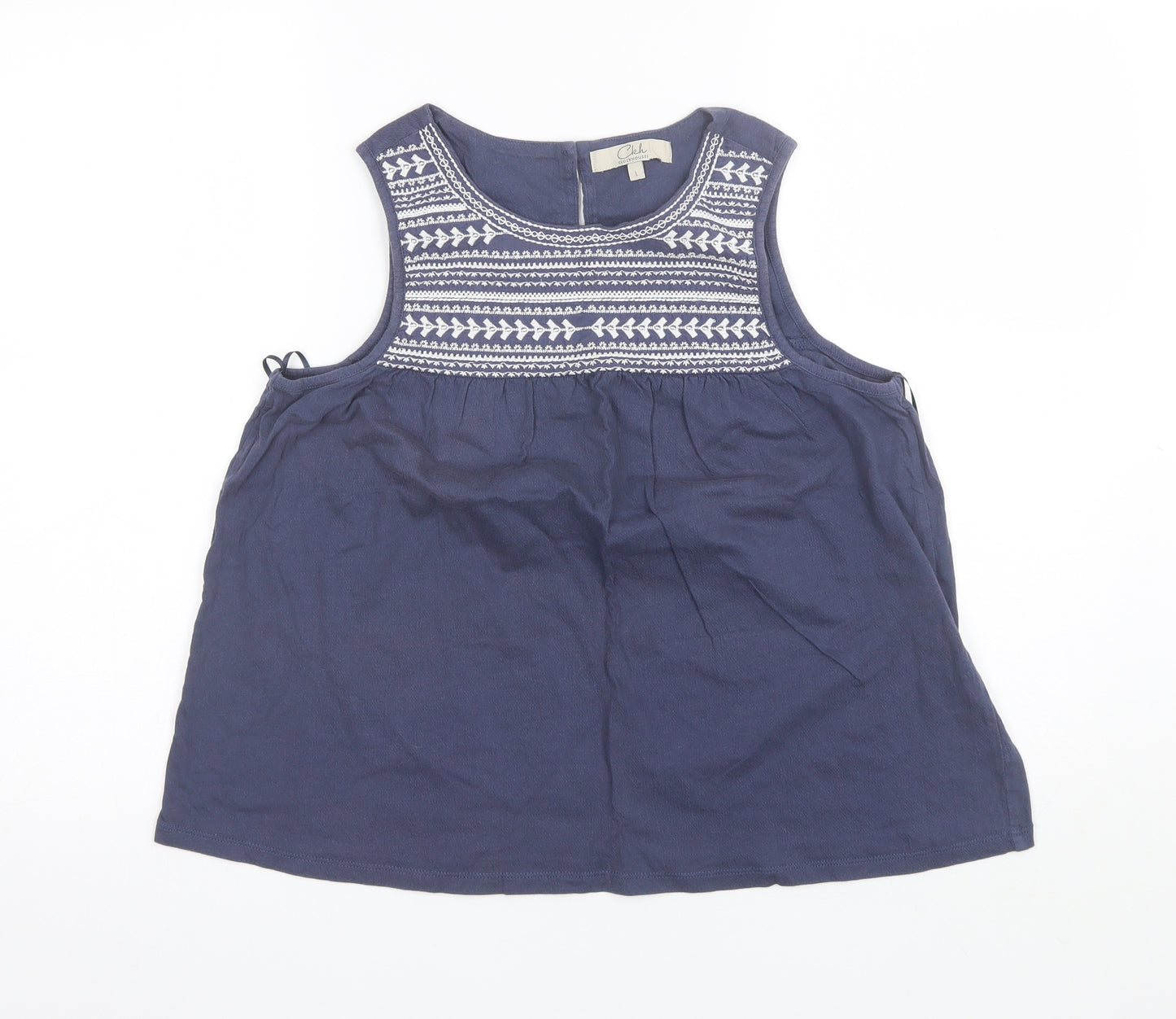 Clockhouse Womens Blue  Cotton Basic Blouse Size L Round Neck