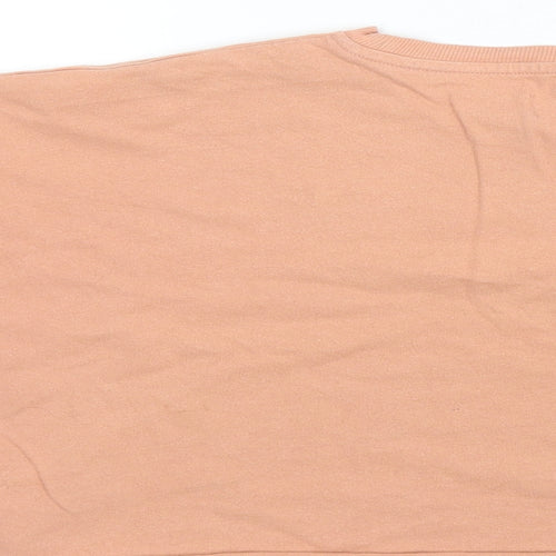 Topshop Womens Orange  Cotton Basic T-Shirt Size 10 Round Neck - Cropped