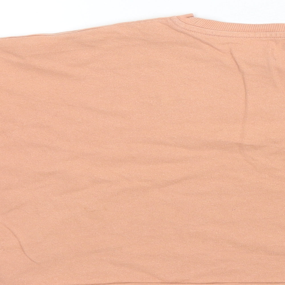 Topshop Womens Orange  Cotton Basic T-Shirt Size 10 Round Neck - Cropped