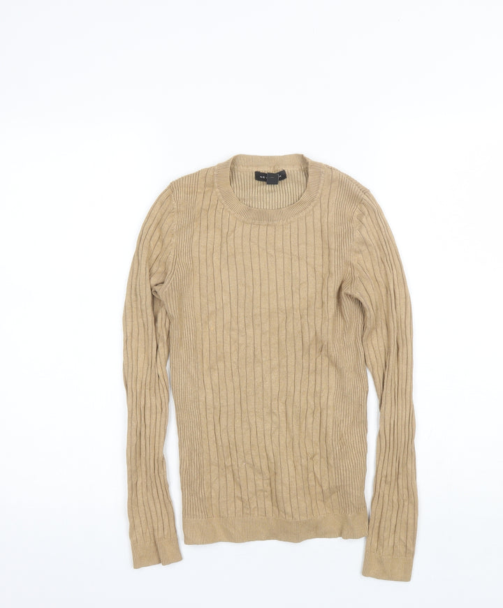 New Look Womens Beige Round Neck Viscose Pullover Jumper Size 10
