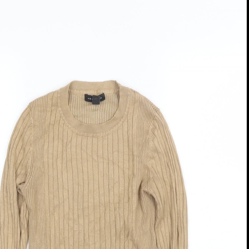 New Look Womens Beige Round Neck  Viscose Pullover Jumper Size 10
