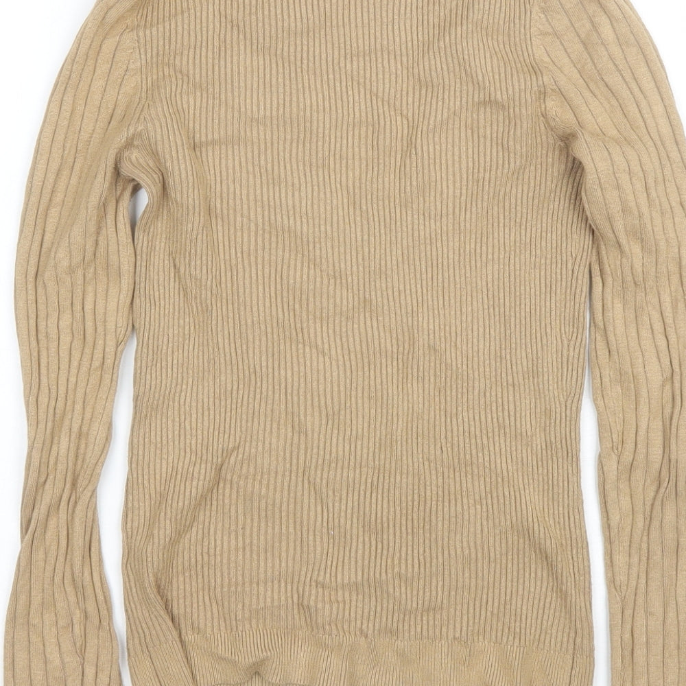 New Look Womens Beige Round Neck  Viscose Pullover Jumper Size 10