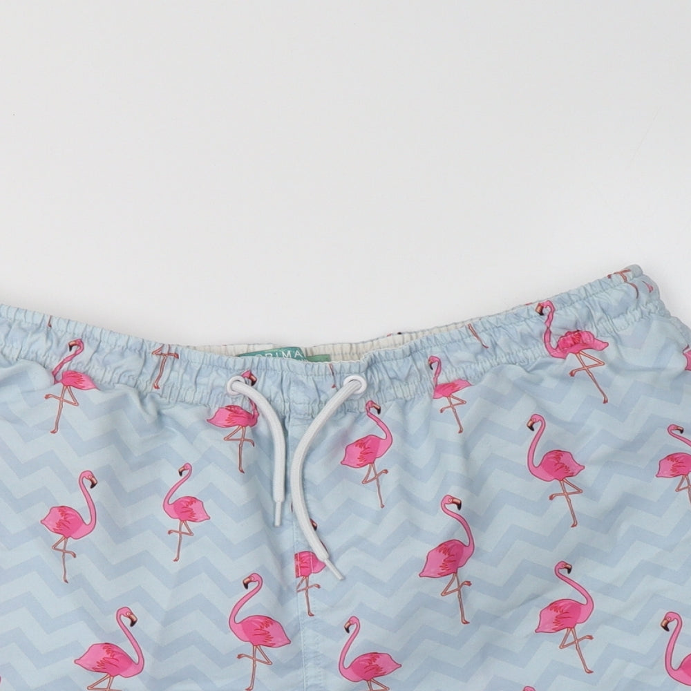 Primark Mens Blue Geometric Polyester Bermuda Shorts Size M L6 in Regular  - Flamingo Print