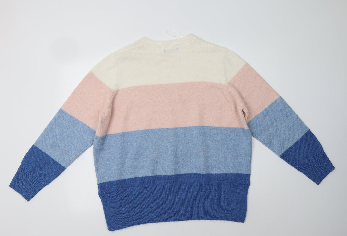 F&F Womens Multicoloured Crew Neck Striped Acrylic Pullover Jumper Size 18
