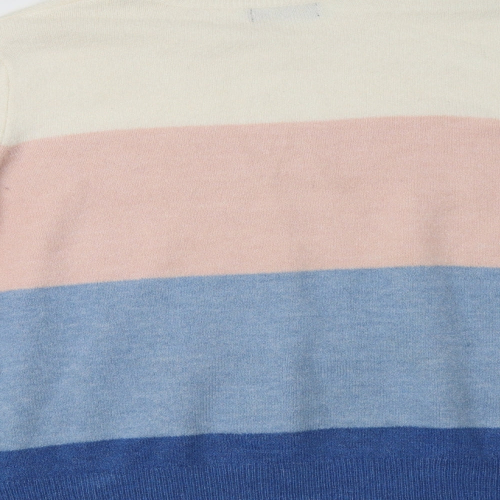 F&F Womens Multicoloured Crew Neck Striped Acrylic Pullover Jumper Size 18