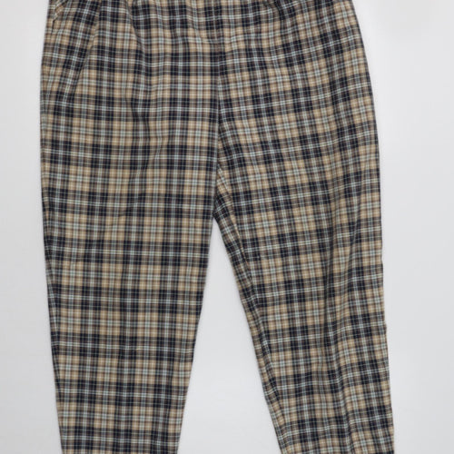 Alice Collins Womens Beige Check Polyester Trousers  Size 14 L29 in Regular