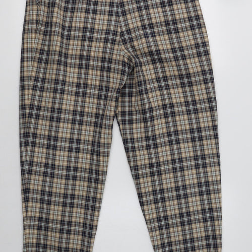 Alice Collins Womens Beige Check Polyester Trousers  Size 14 L29 in Regular